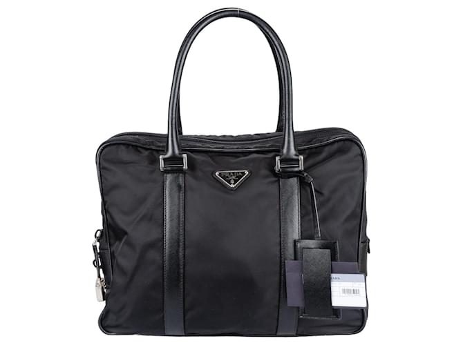 Prada Nylon Triangle Business Bag Black Cloth  ref.1268503