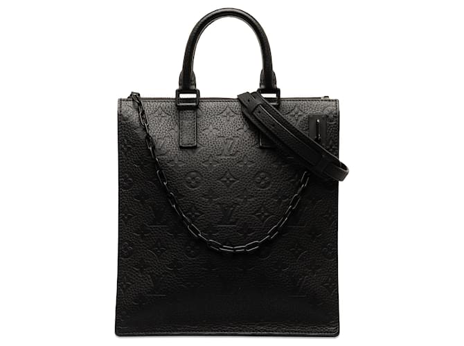 Bolso satchel Louis Vuitton con monograma Taurillon Sac Plat negro Cuero  ref.1268539