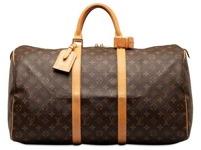 Brown Louis Vuitton Monogram Keepall 50 Travel bag Leather  ref.1268548
