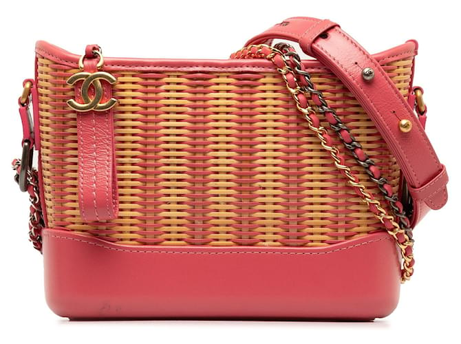 Pink Chanel Small Rattan Gabrielle Crossbody Leather  ref.1268550