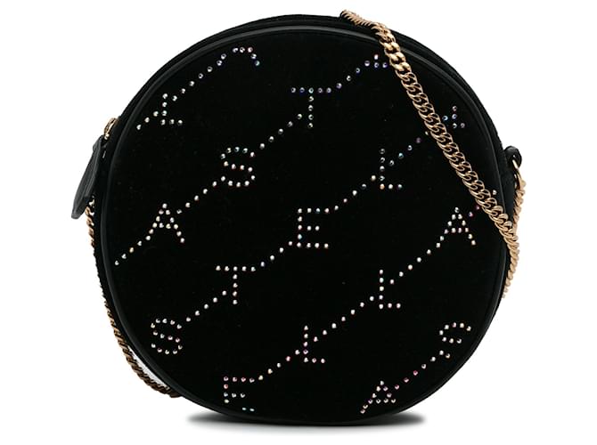 Stella Mc Cartney Noir Stella McCartney Mini sac à bandoulière rond à monogramme en cristal Cuir  ref.1268552