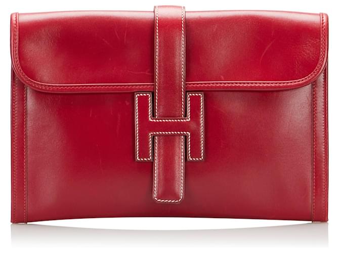 Hermès Rote Hermes Jige PM Clutch  Leder  ref.1268576