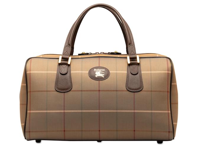 Brown Burberry Vintage Check Travel Bag Leather  ref.1268579