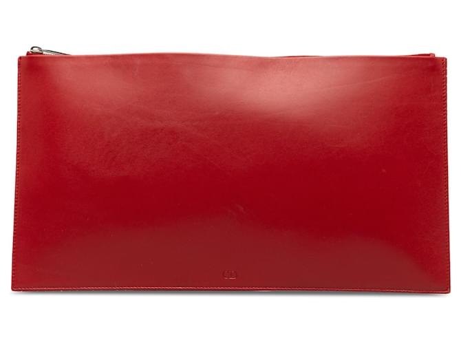 Bolsa clutch de couro Dior vermelha Vermelho  ref.1268582