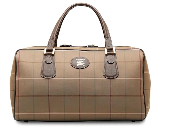 Brown Burberry Vintage Check Boston Bag Leather  ref.1268591