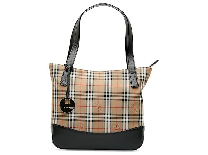 Brown Burberry Haymarket Check Handbag Leather  ref.1268600