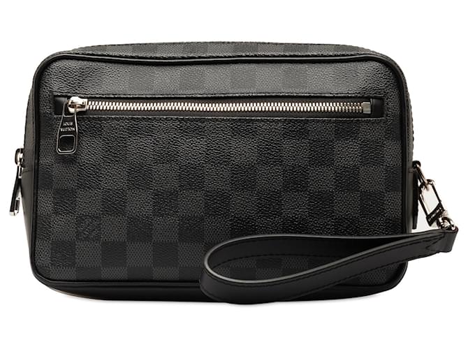 Black Louis Vuitton Damier Graphite Kasai Clutch Bag Leather  ref.1268615