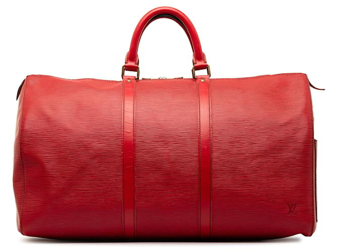Louis Vuitton Epi Keepall Vermelho 50 Mala de viagem Couro  ref.1268631