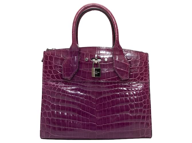 Purple Louis Vuitton Crocodile City Steamer MM Handbag Exotic leather  ref.1268634