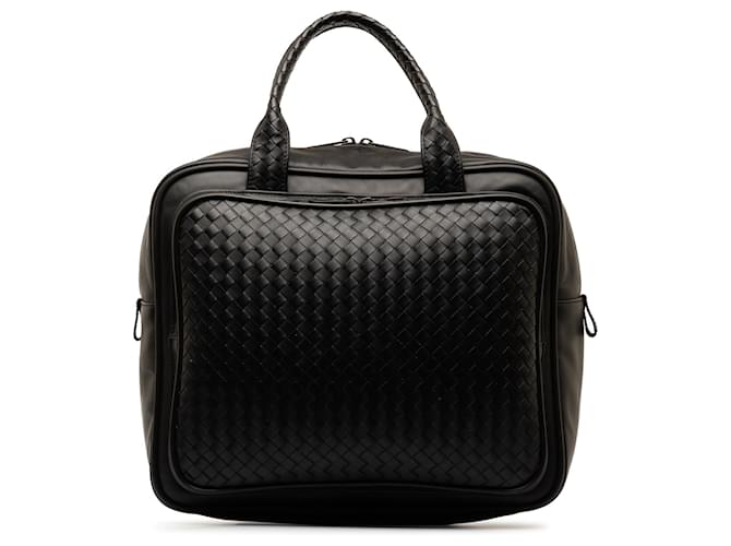 Black Bottega Veneta Intrecciato Handbag Nero Pelle  ref.1268654