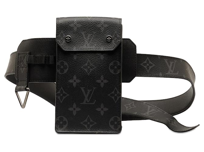 Schwarzer Louis Vuitton-Gürtel für Utility-Seitentaschen mit Monogramm „Eclipse“ Leder  ref.1268656