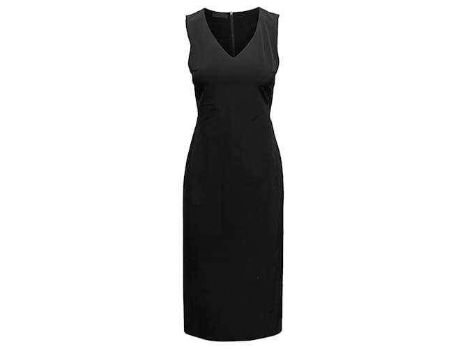 Black Prada V-Neck Midi Dress Size IT 40 Synthetic  ref.1268686