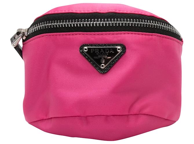 Pink & Black Prada Re-Nylon Wristlet Pouch Cloth  ref.1268692