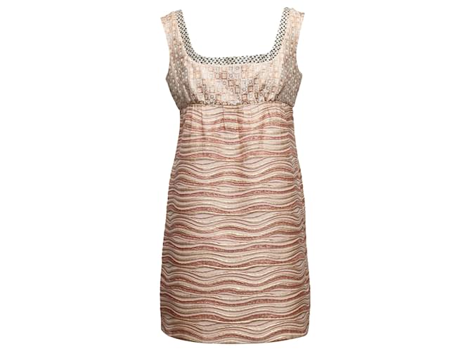 Rose & Gold Miu Miu Jacquard Sleeveless Mini Dress Size IT 44 Golden Synthetic  ref.1268702