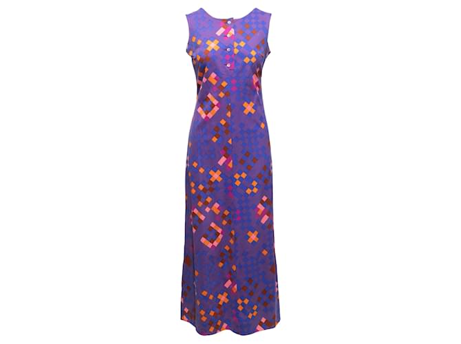Vintage púrpura y multicolor Lanvin estampado geométrico Maxi vestido tamaño FR 42 Sintético  ref.1268704