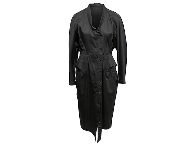 vintage Noir Thierry Mugler Bouton-Up Robe Taille UE 44 Synthétique  ref.1268712
