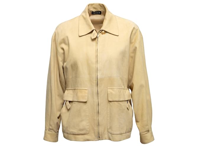 Vintage Light Yellow Gucci Suede Jacket Size IT 40  ref.1268713
