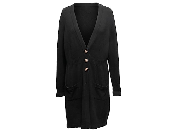 Black Chanel Fall/Winter 2007 Longline Cashmere Cardigan Size FR 48  ref.1268716