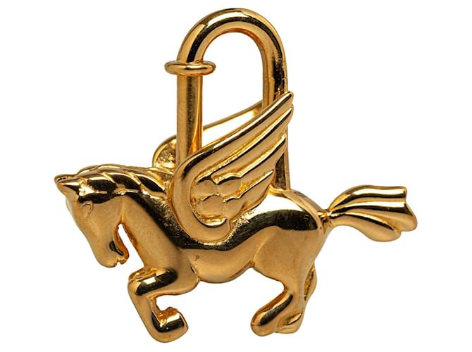 Hermès Ciondolo con lucchetto Hermes Pegasus Cadena in oro D'oro Metallo  ref.1268726