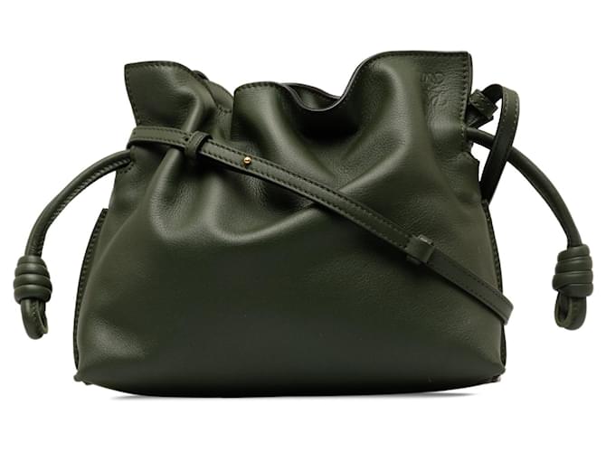 Green Loewe Mini Flamenco Knot Crossbody Bag Leather  ref.1268754