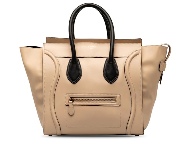 Luggage Céline Cabas à bagages bicolore Celine Mini beige Cuir  ref.1268776
