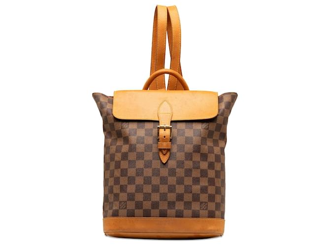 Brown Louis Vuitton Damier Ebene Arlequin Soho Backpack Leather  ref.1268782
