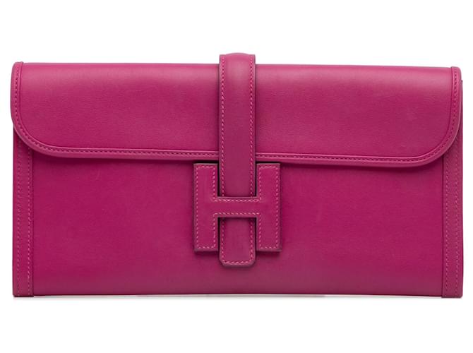 Hermès Pink Hermes Swift Jige Elan 29 clutch bag Leather  ref.1268787