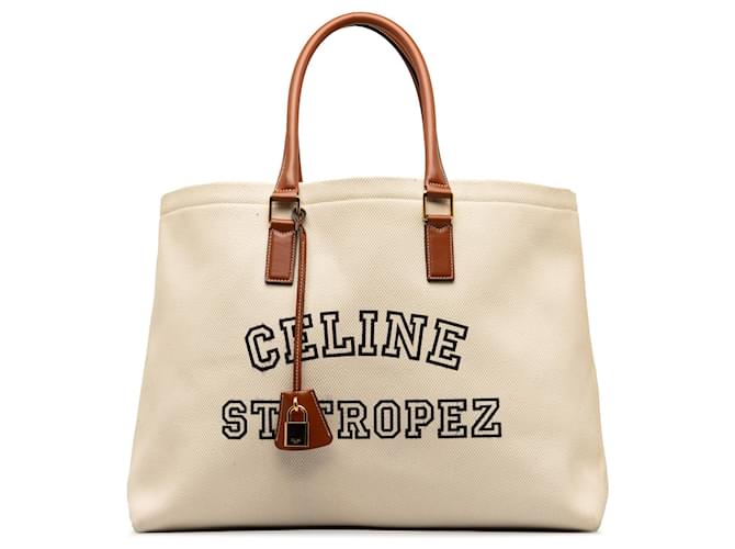 Beige Céline St. Tote Tropez Horizontal Cabas Cuero  ref.1268791