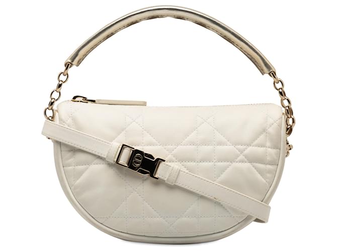 White Dior Small Cannage Vibe Satchel Leather  ref.1268793