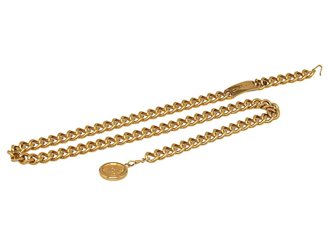 Cinto de elo de corrente medalhão Chanel dourado Metal  ref.1268801