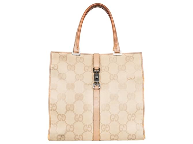 Gucci GG Monogram Jackie Handbag Beige Leather  ref.1268863