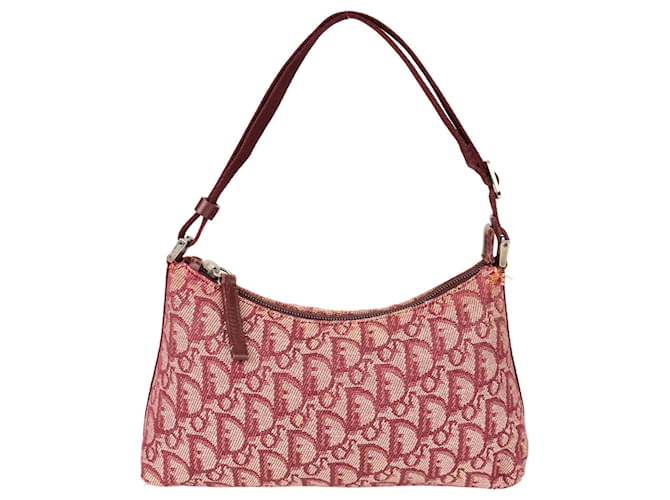 Christian Dior Trotter Monogram Shoulder Bag Red Cloth  ref.1268868
