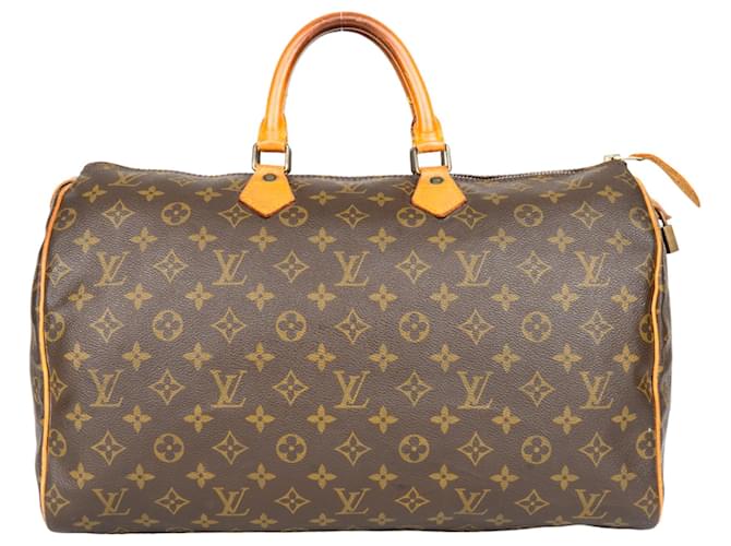 Louis Vuitton Canvas Monogram Speedy 40 handbag Brown Cloth  ref.1268875