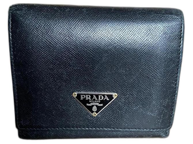 Prada Tri-fold Wallet Black Leather
