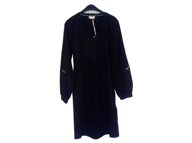 Liu.Jo Midi Kleid Schwarz aus Polyester Größe 38