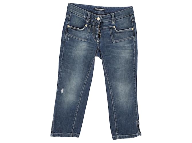 Dolce & Gabbana Jeans recortados em algodão azul  ref.1268937