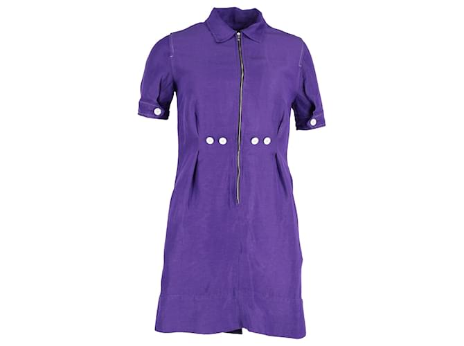 Sandro Paris Zip Front Mini Dress in Purple Viscose Cellulose fibre  ref.1268940