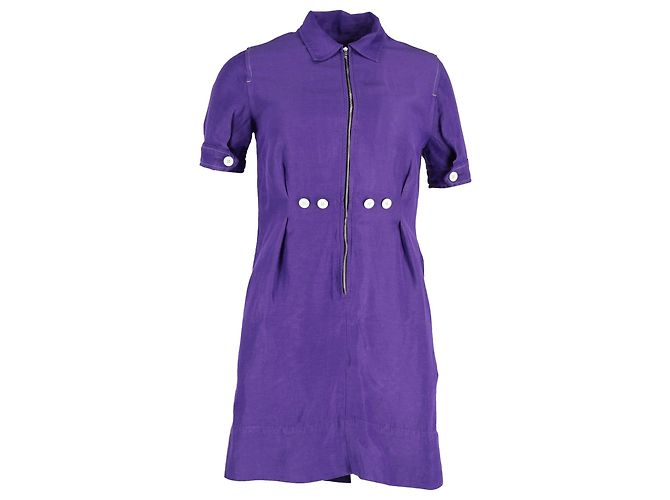 Sandro Paris Mini-robe zippée sur le devant en viscose violette