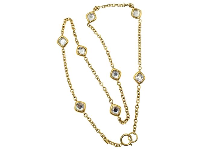 Collana lunga Chanel Crystal in metallo dorato D'oro  ref.1268942