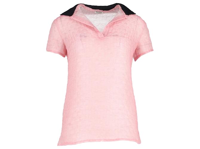 Miu Miu Strukturiertes Poloshirt aus rosa Polyamid Pink  ref.1268962