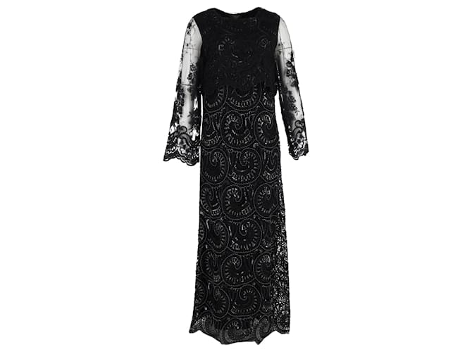 Burberry Sheer Sleeve Gown in Black Polyester  ref.1268968
