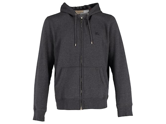 Burberry Zipped Hoodie in Grey Cotton  ref.1268970