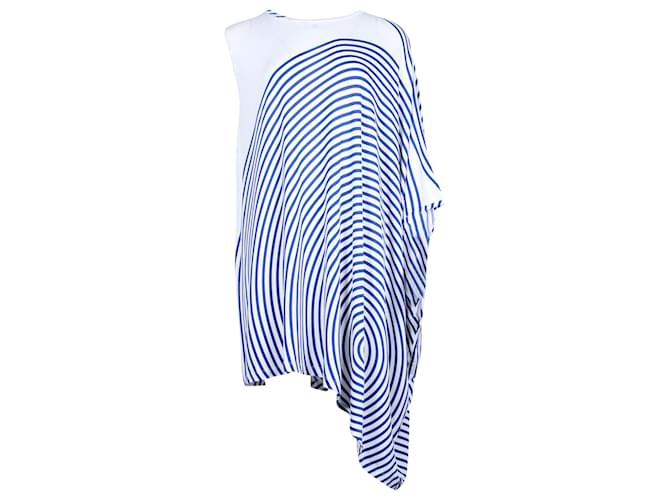 Maison Martin Margiela Maison Margiela Striped Asymmetric Mini Dress in White and Blue Viscose Cellulose fibre  ref.1268979