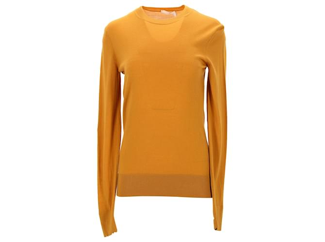 Chloé Chloe Crewneck Sweater in Mustard Yellow Wool Camel  ref.1268984