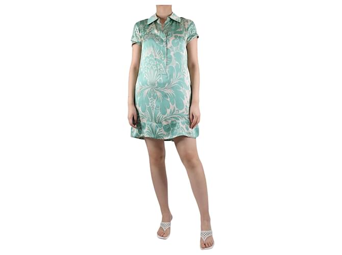 Diane Von Furstenberg Green floral printed v-neckline dress - size UK 6 Silk  ref.1269000