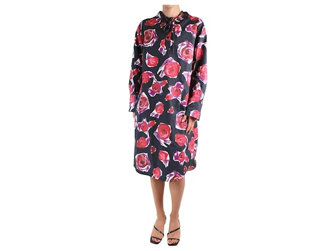 Marni Robe midi noire à imprimé roses - taille IT 40 Coton  ref.1269003