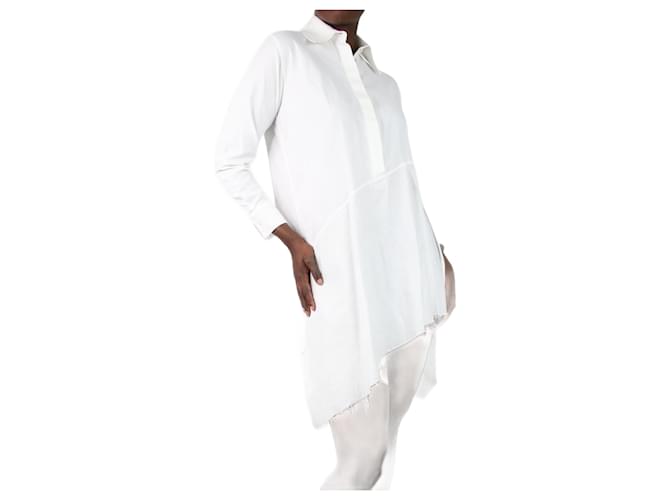 Autre Marque White long-sleeved button-up collared blouse - size XS Cotton  ref.1269011