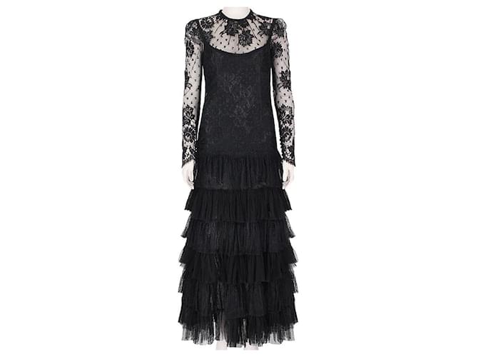 Vestido de encaje chantilly negro de Alessandra Rich. Nylon  ref.1269023