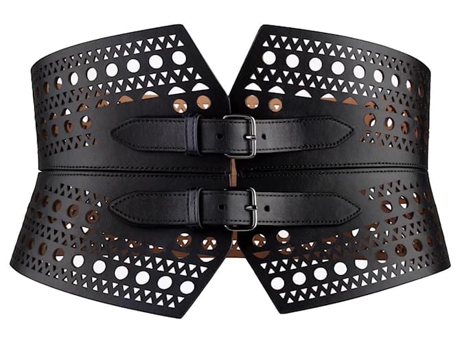 Alaïa Alaia Openwork Leather Corset Belt Black  ref.1269030