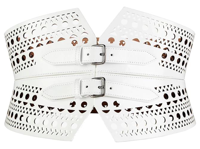 Alaïa Alaia Openwork Leather Corset Belt White  ref.1269031